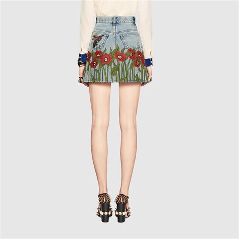 gucci skirt and jacket denim|Gucci multicolor skirt.